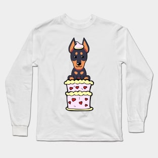 Guard dog Jumping out of a cake Long Sleeve T-Shirt